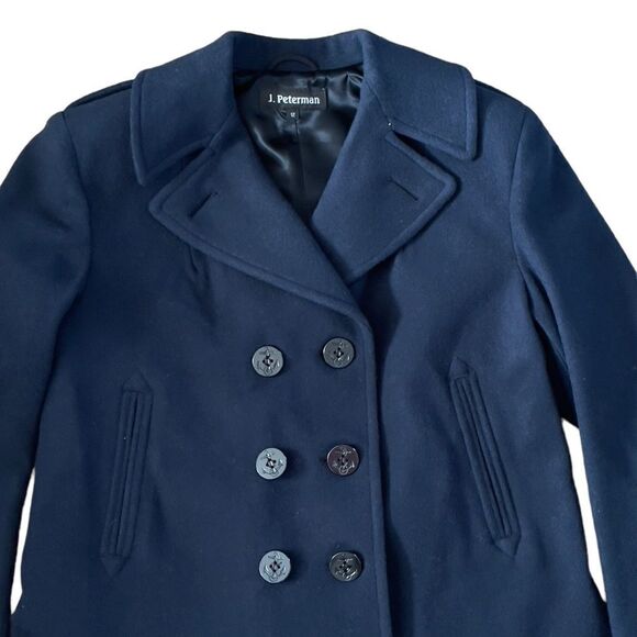 J. PETERMAN Navy 💯% Wool Double-Breasted Jacket Size 12 - Picture 13 of 15